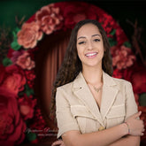 Aperturee - Red Floral Wreath Curtain Portrait Photo Backdrop